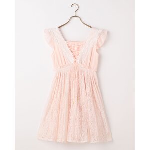 LIZ LISA Pleated Lace Dress Pink
