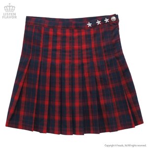 LISTEN FLAVOR Check Pleated Skirt  Red L