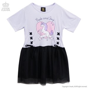 LISTEN FLAVOR Unicorn Big Heart Lace-Up Tulle Dress Lavender
