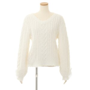 LIZ LISA Cable Ribbon Knit Top White