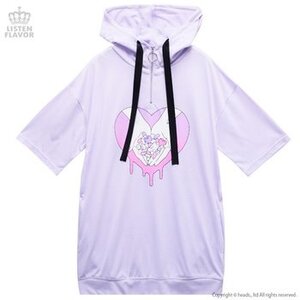 LISTEN FLAVOR Yami-Kawa Prescription High-Neck Short Sleeve Hoodie Lavender
