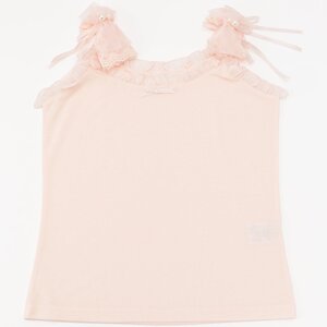 LIZ LISA Shoulder Ribbon Tank Top Pink
