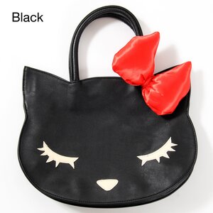 Osumashi Pooh-chan Ribbon Pooh-chan Tote Bag Black
