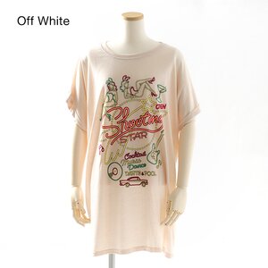 Listen Flavor Shooting Star T/R Cotton Sheeting Jersey T-Shirt w/ Roll-up Sleeves Off White