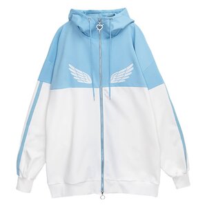 LISTEN FLAVOR Heavenly Jersey Hoodie Light Blue x White