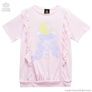 LISTEN FLAVOR Magical Moon Stick Frill Top Baby Pink