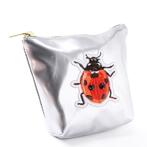 FLAPPER Embroidered Little Critter Pouch Silver