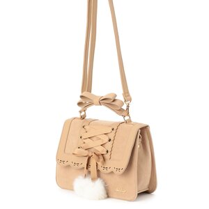 LIZ LISA Laced-Up Pom Pom Bag Beige