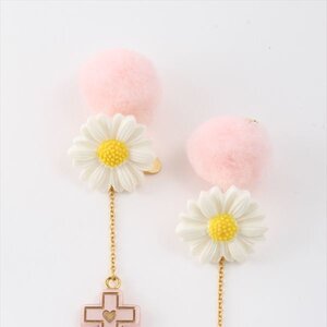 Honey Salon Cross & Daisy Earrings Pink