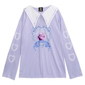 LISTEN FLAVOR Heaven Rose Sailor Top Light Purple