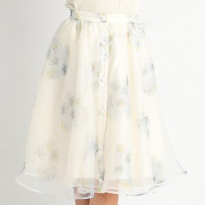 LIZ LISA Pansy Pattern Organdy Skirt White