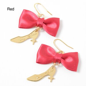Pinkymika Satin Ribbon & TOGE Heel Earrings Red