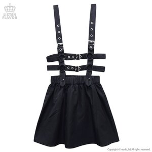 LISTEN FLAVOR Flared Skirt w/ Harness Belt Black