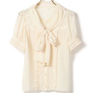 LIZ LISA Short-Sleeve Bow Tie Blouse White