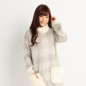 LIZ LISA Soft Plaid Turtleneck Knit Dress Gray