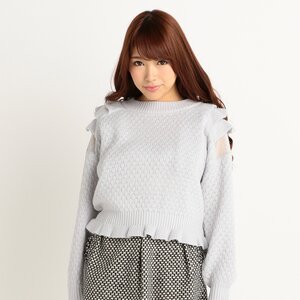 LIZ LISA 16th Anniversary Shoulder Frill Knit Top Blue