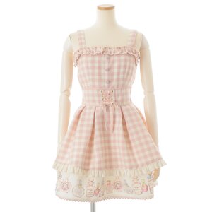 LIZ LISA Perfume Bottle Gingham Check Jumper Dress Pink