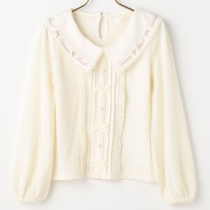 LIZ LISA Embroidered Collar Top White