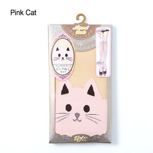 Color Animal Fake Thigh-High Tights Pink Cat