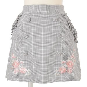 LIZ LISA Plaid Trapezoid Skirt Gray