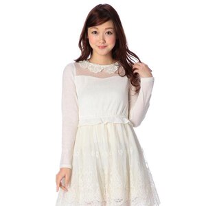 LIZ LISA Flower Lace Collar Dress White