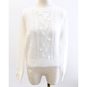 LIZ LISA Pearl Tulle Knit Top White