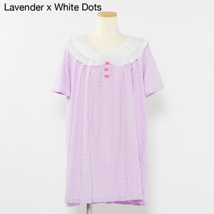 milklim Bus Stop Girl Half-Sleeve Dress Lavender x White Dots