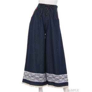 Swankiss Rose Denim Gaucho Pants Indigo