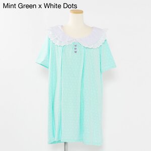 milklim Bus Stop Girl Half-Sleeve Dress Mint Green x White Dots
