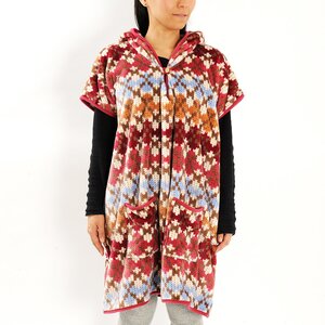 FEEL Micro Flannel Wearable Hooded Blankets Argyle - Wine