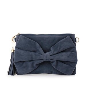 LIZ LISA Ribbon Clutch Bag w/ Shoulder Strap Navy