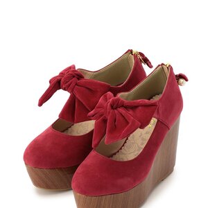 LIZ LISA Wooden Heel Suede Platforms Bordeaux S