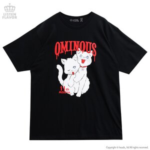 LISTEN FLAVOR 2-Headed Cat Big T-Shirt Black x Red