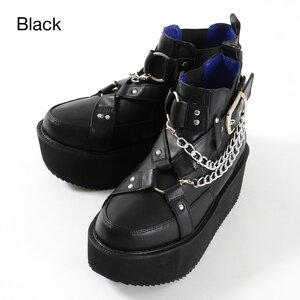 YOSUKE USA Platform Buckle High Top Shoes Black 24