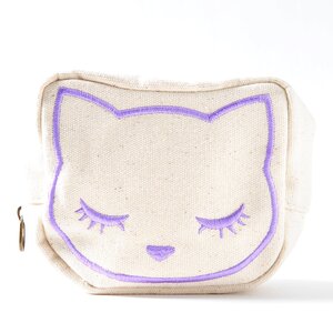 Osumashi Pooh-chan Canvas Embroidered Pouches Purple