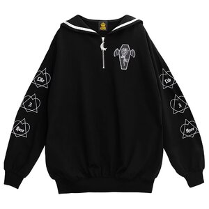 LISTEN FLAVOR Sleeping Rose Sailor Dress Black