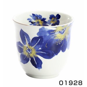 Aika Mino Ware Teacup Chinese Clematis & Chrysanthemum