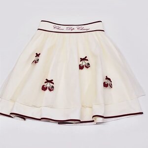 LIZ LISA Chocolate-Dipped Cherries Skirt White