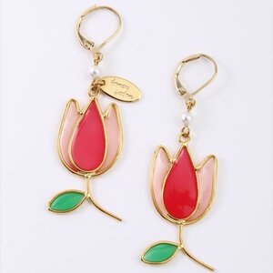 Honey Salon Stained Glass Tulip Earrings Pink