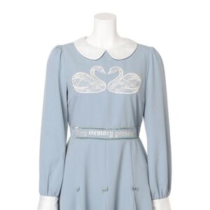 Swankiss Memory Swan Motif Dress Sax