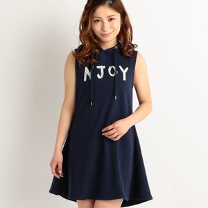 LIZ LISA NJOY Embroidered A-Line Hooded Dress Navy