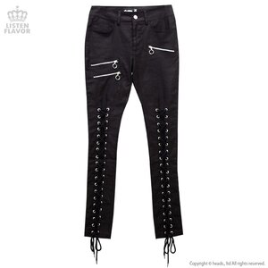 LISTEN FLAVOR Zip Detail Lace-Up Black Skinny Pants M