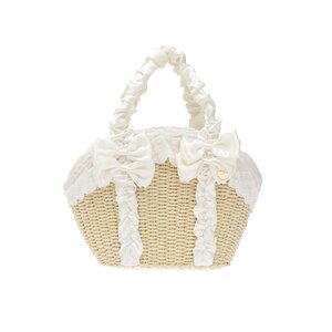 LIZ LISA Frilly Handle Basket-Style Bag White
