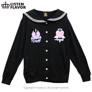 LISTEN FLAVOR Angel and Devil Sailor Blouse Black