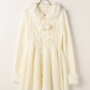 LIZ LISA Fur Mesh Peplum Cardigan White