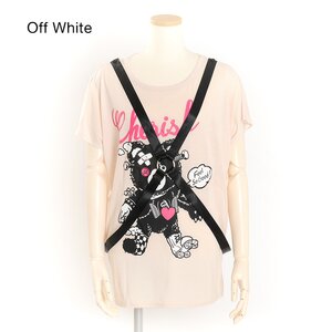 Listen Flavor Cherish Bear T/R Cotton Sheeting Cut Saw T-Shirt with Harness Off White