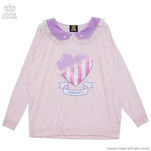 LISTEN FLAVOR Heart Chocolate Collared Cutsew Pink