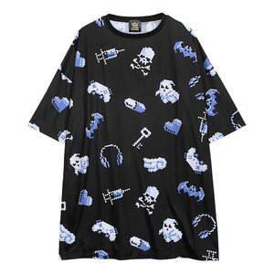 LISTEN FLAVOR 8bit Full Graphic Big T-Shirt Black