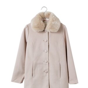 earth music&ecology Scallop Coat Pink Beige M