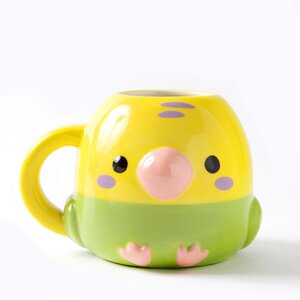 Kotori Tai Bird Die-Cut Mug Green Budgerigar